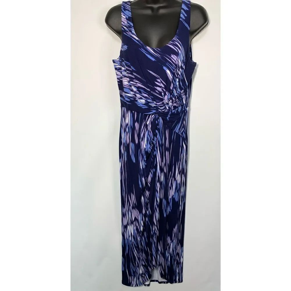 Tommy Bahama Women's Sleeveless Under the Sea Twist-Front Blue Maxi Dress Medium